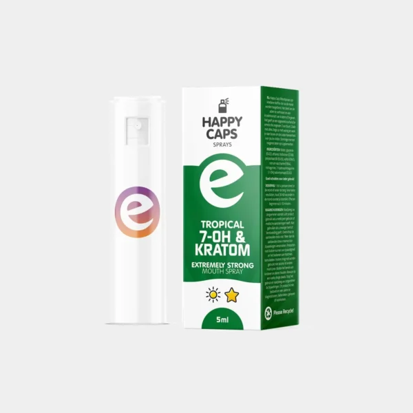 7-OH & Kratom Mouth Spray Tropical Flavor Happy Caps – 5ml