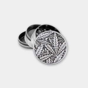 metal-grinder-leaves-33 Metalen Grinder Silver Leaves (⌀50 mm – 4-parts)