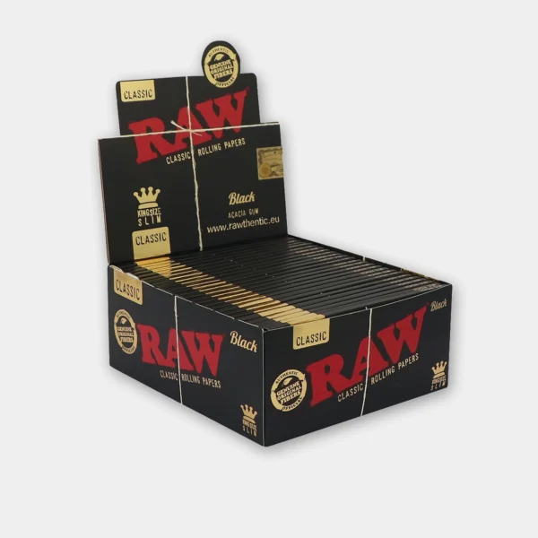 RAW Black Kingsize Slim Vloei – 50 packs