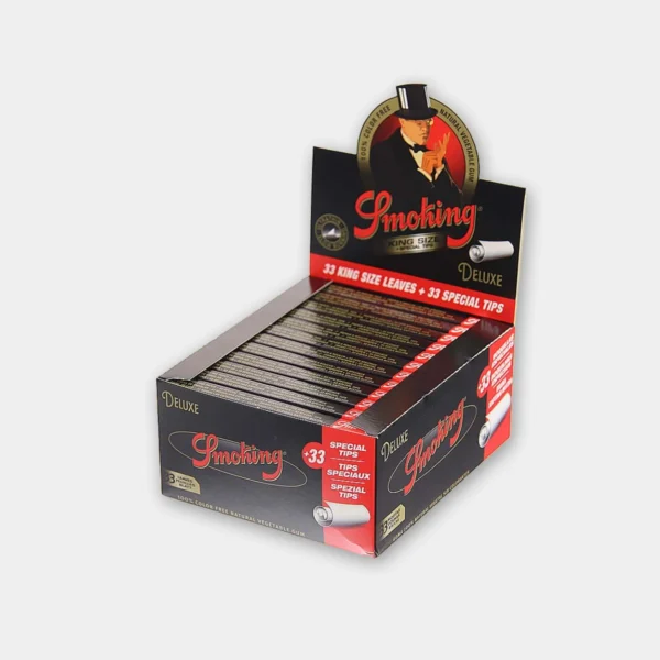 Smoking Deluxe Black Kingsize Vloei + Tips – 33 packs